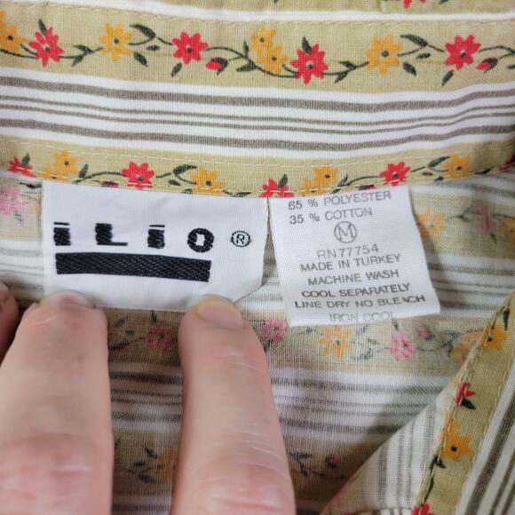 Vintage 80s Ilio Floral Patterned Button Up, M - Picture 4 of 4